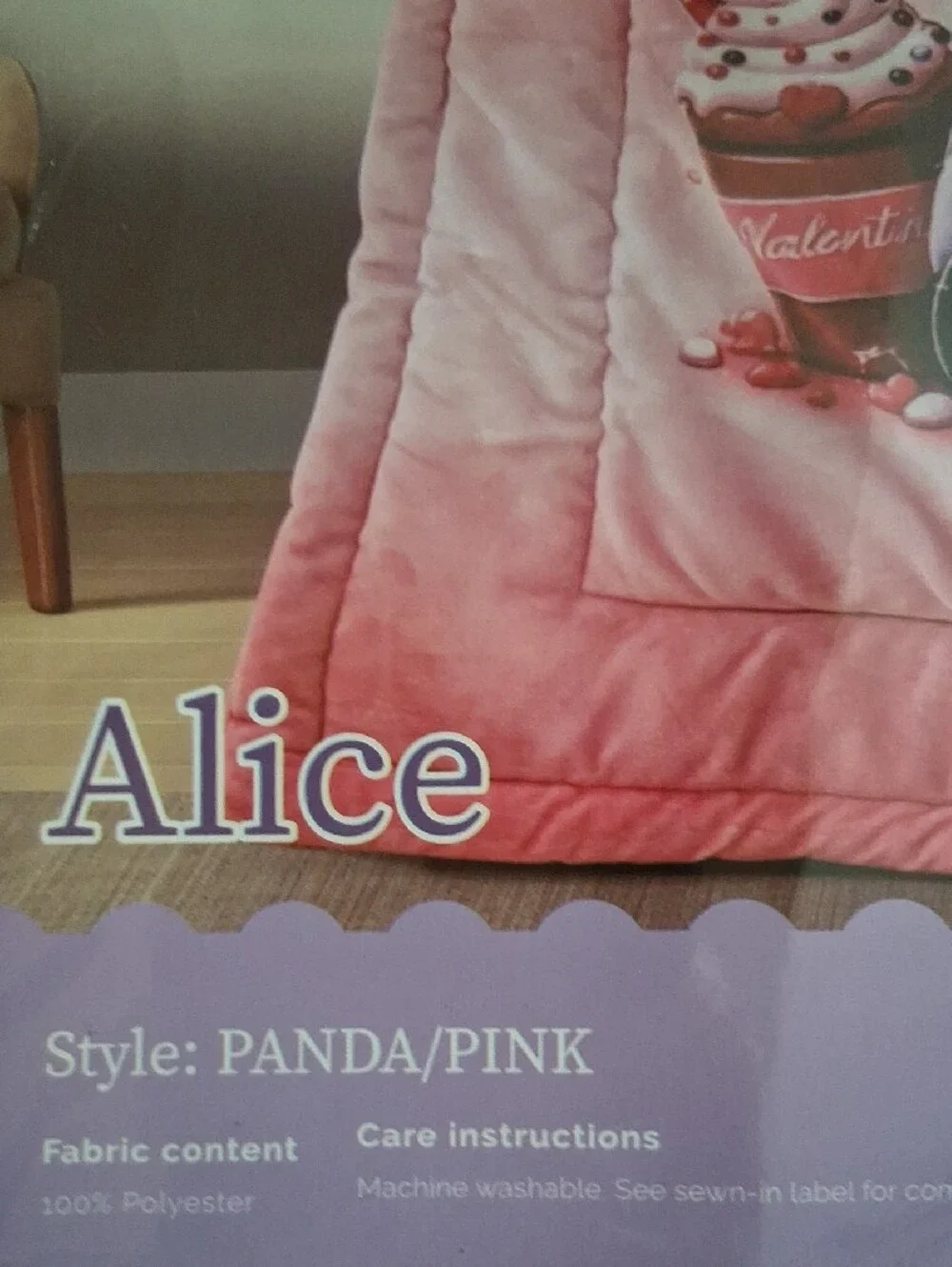 NWT Smiling Home Alice Pink Panda Toddler Plush Baby Blanket